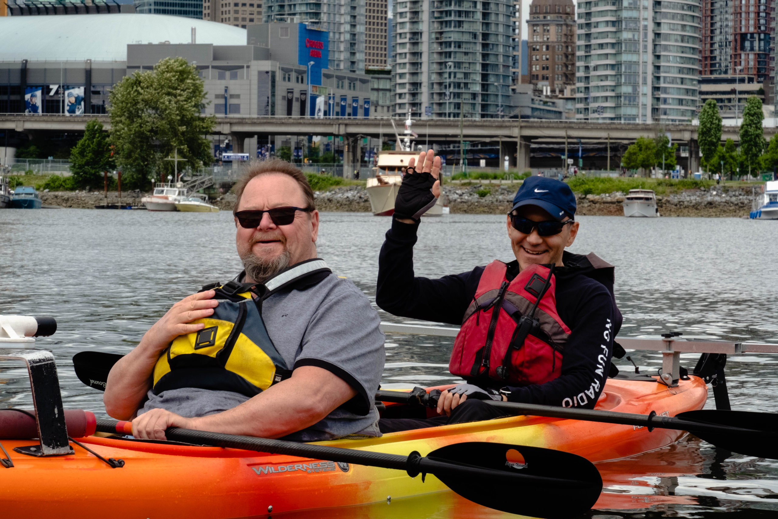 Ravil kayaking with a BCMOS client in False Creek