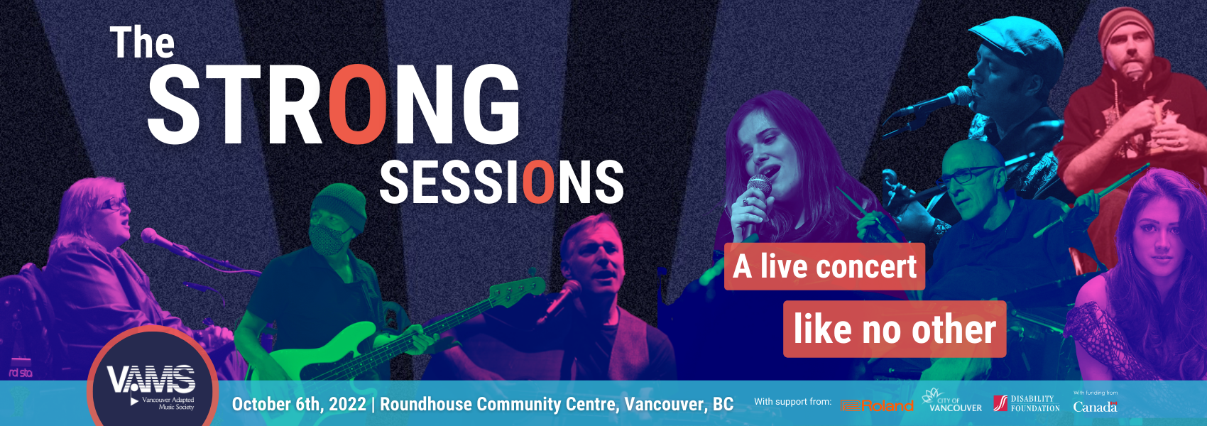 VAMS musicians performing. The Strong Sessions, a live concert like no other. October 6th, 2022. RoundHouse Community Centre, Vancouver.